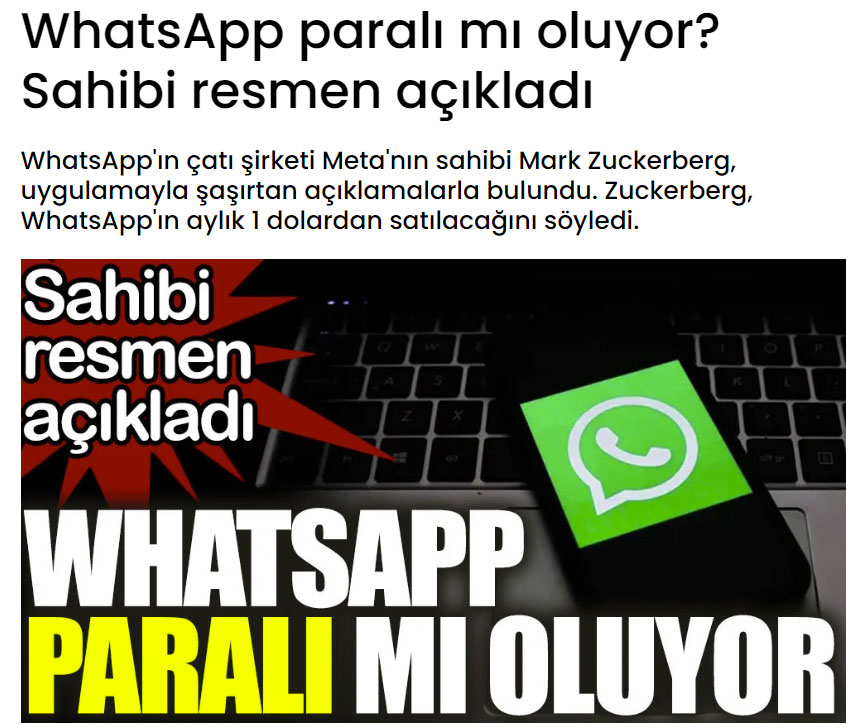 “WhatsApp Paralı Olacak!” Argümanı Gerçek mi? - Yerli Portal